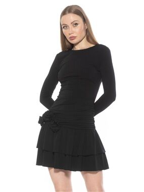 ALEXIA ADMOR Pluto Long Sleeve Draped
Ruffle Skirt Dress